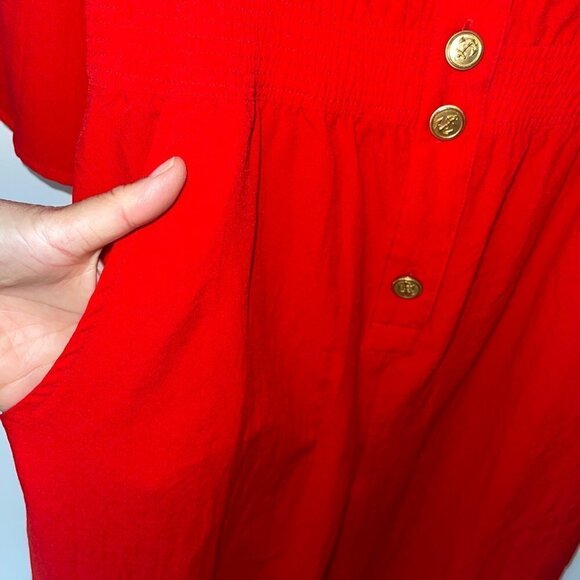 Dee California Vintage Womens Jumpsuit Size Medium Red Nautical Loose Fit Stars - Picture 7 of 13